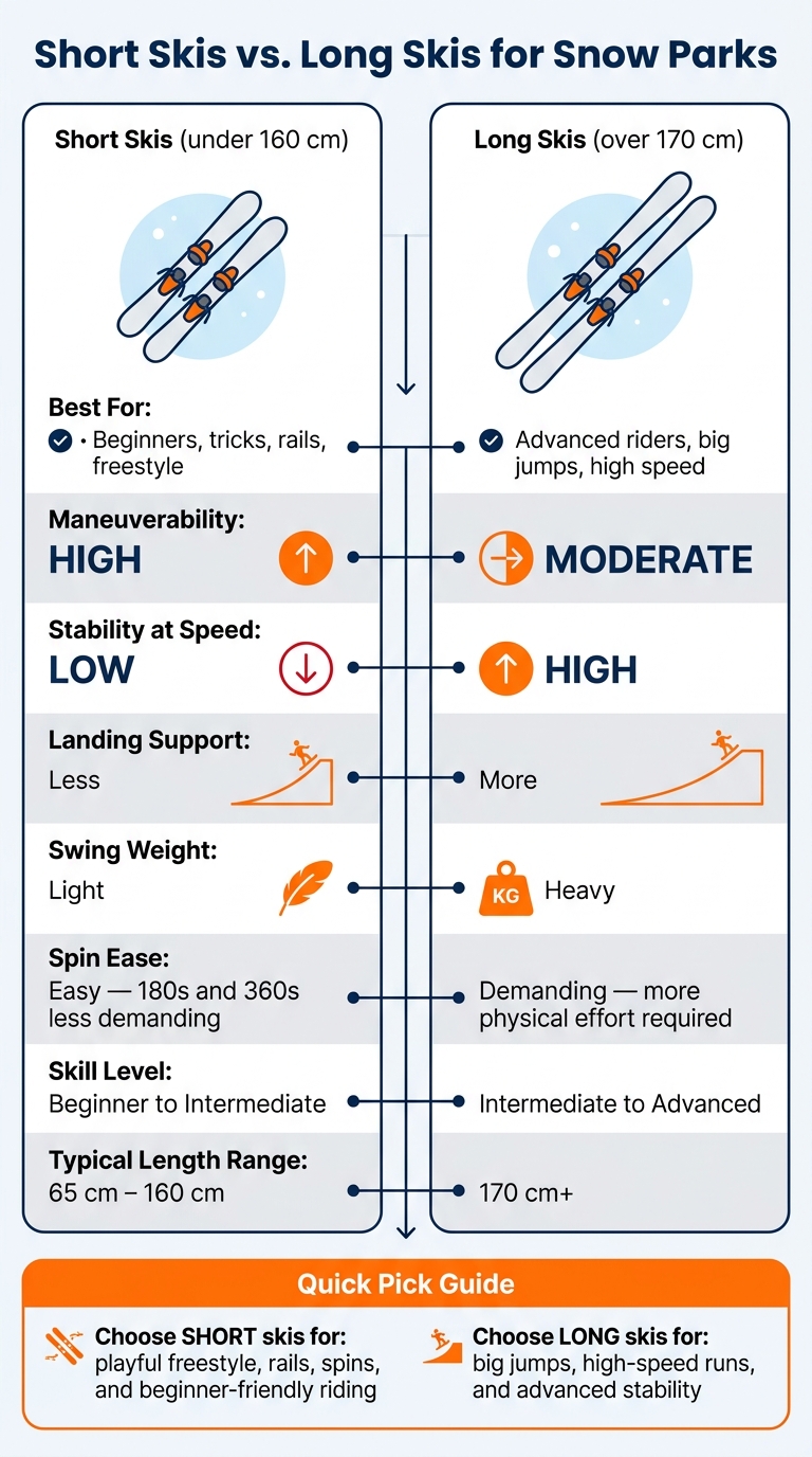 Short Skis vs. Long Skis for Snow Parks: Side-by-Side Comparison