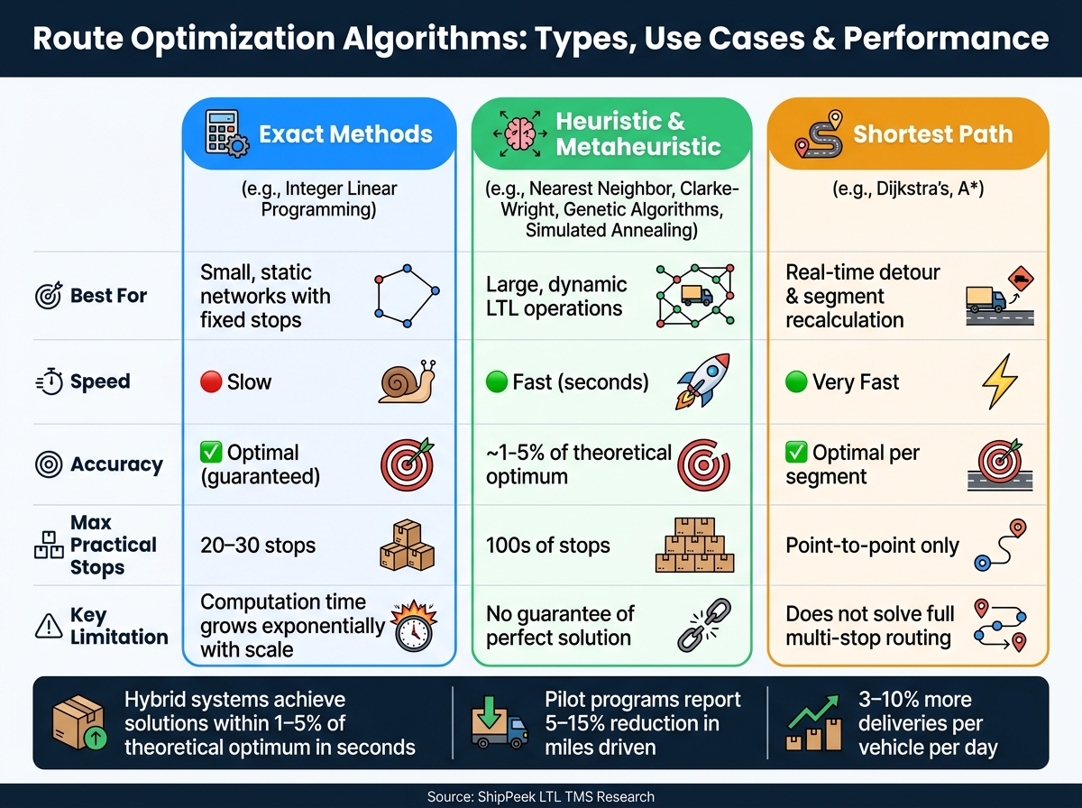 Route Optimization Algorithms: Types, Use Cases & Performance