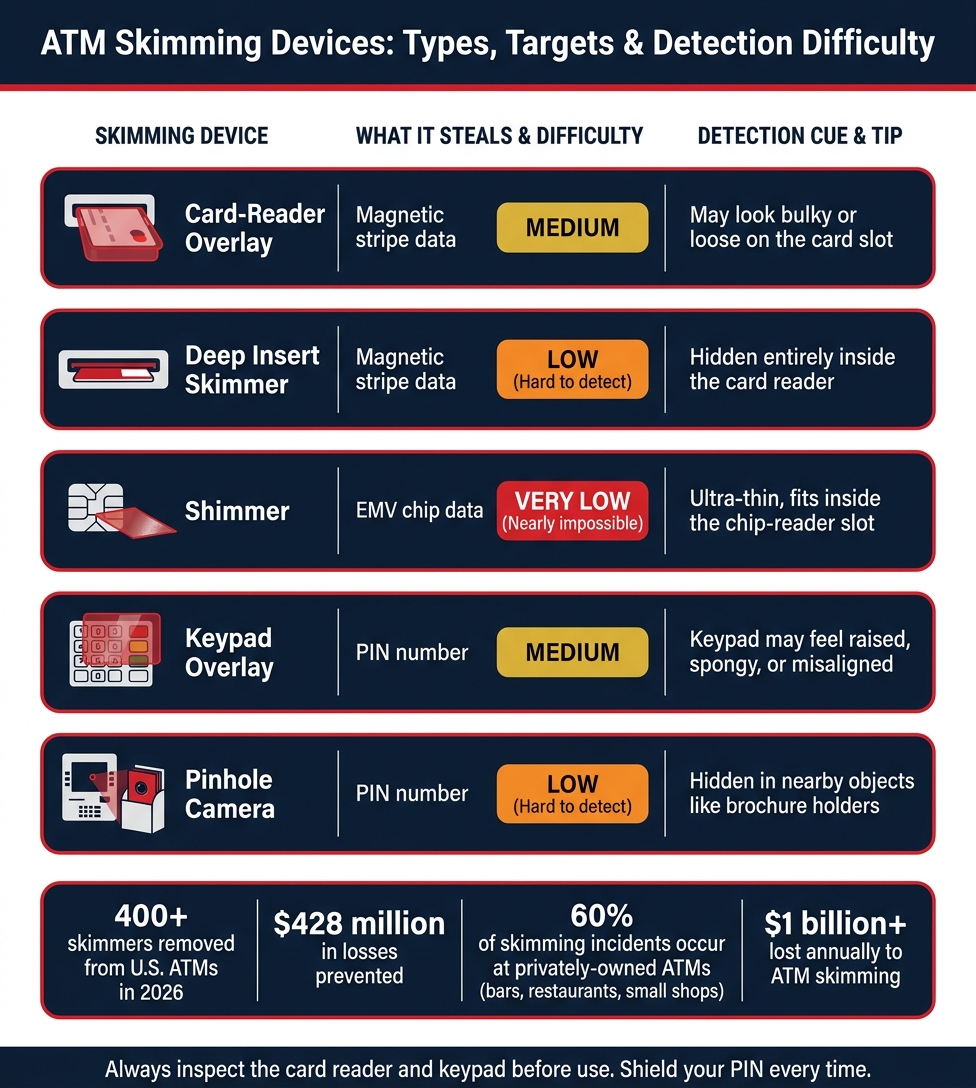 ATM Skimming Devices: Types, Targets & Detection Difficulty