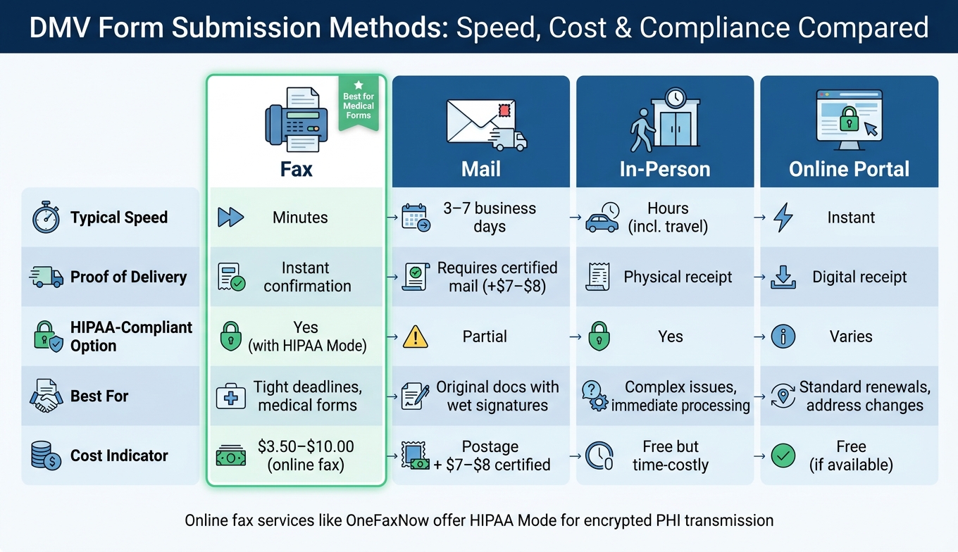DMV Form Submission Methods: Speed, Cost & Compliance Compared
