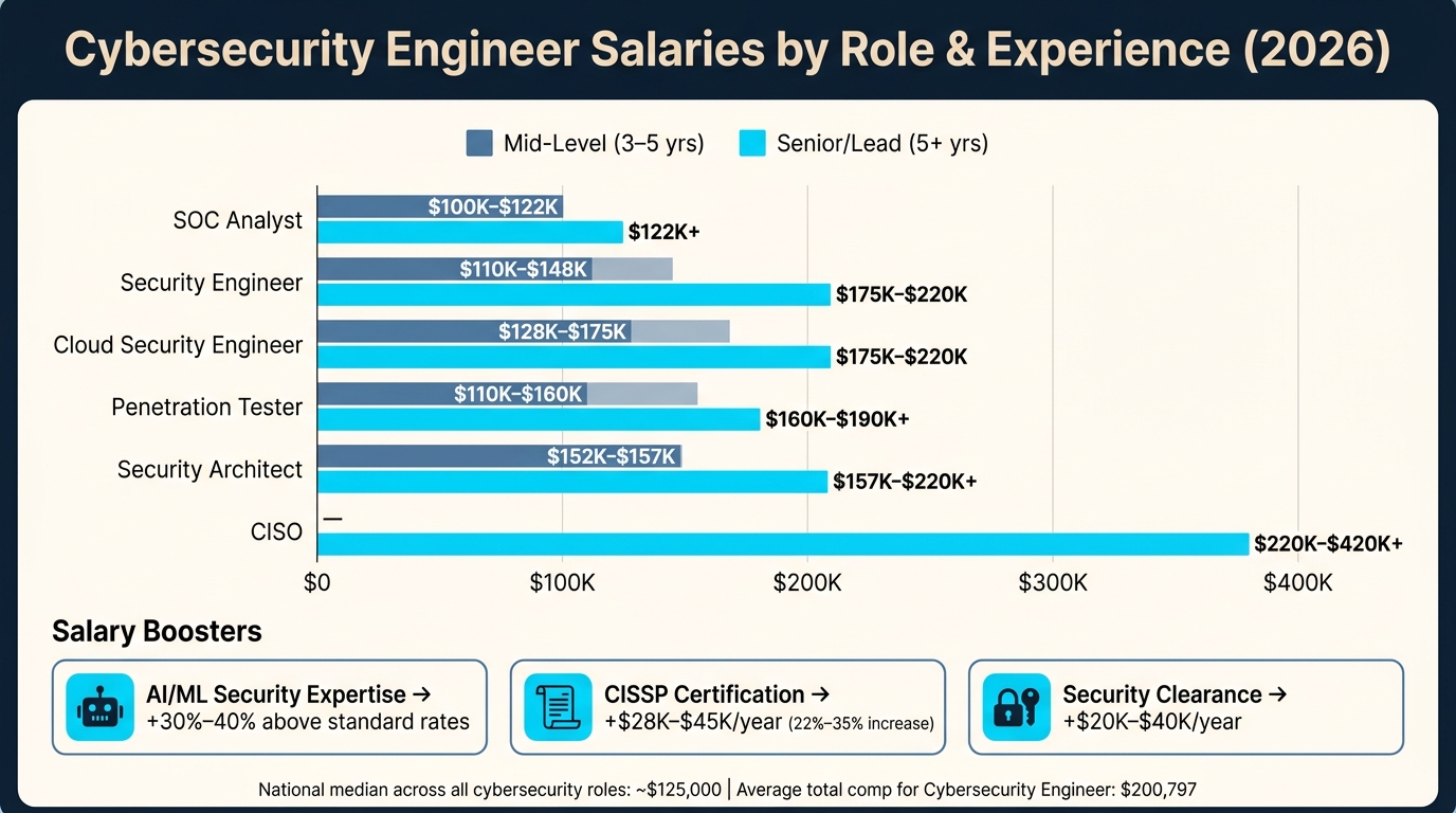 Cybersecurity Engineer Salaries by Role & Experience (2026)