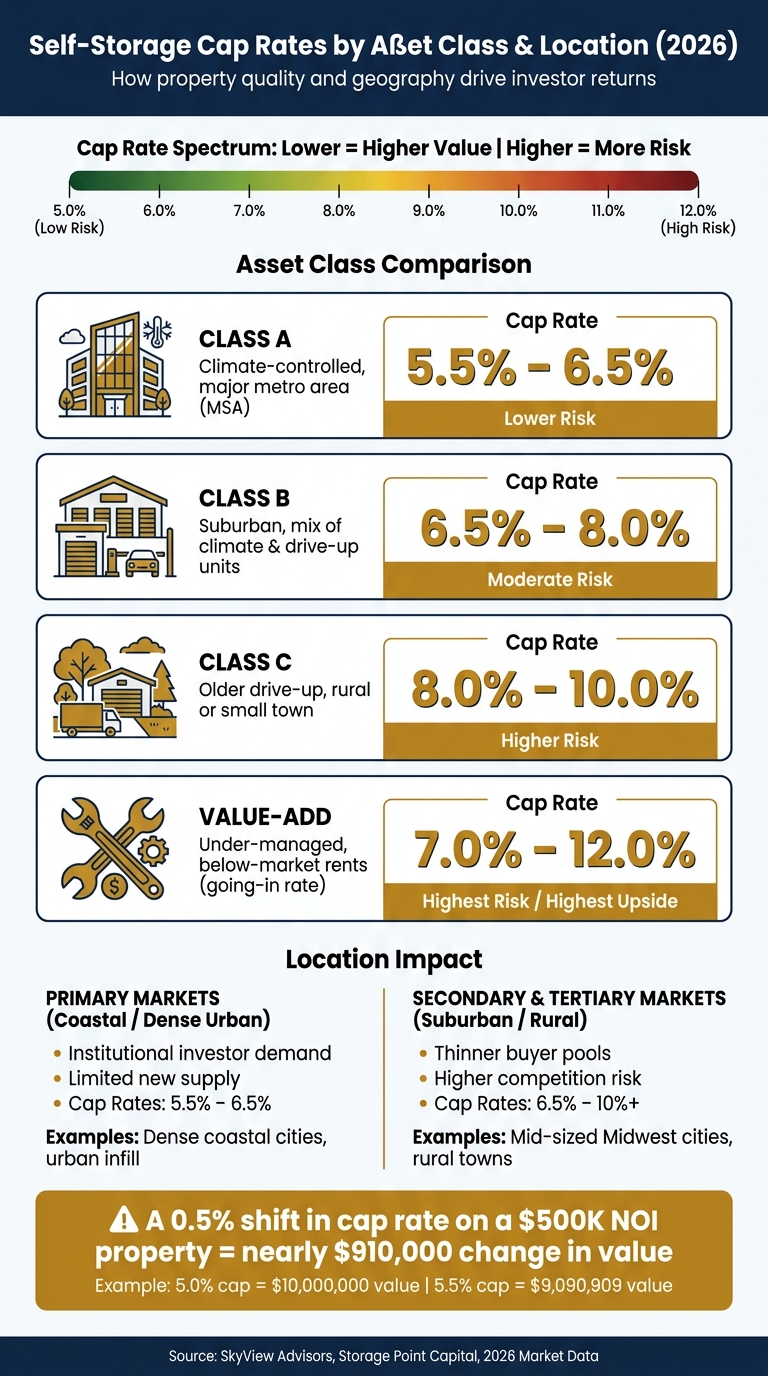 Self-Storage Cap Rates by Asset Class & Location (2026)