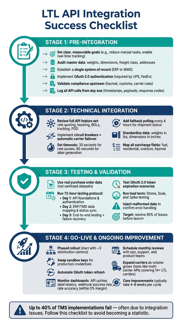 LTL API Integration Checklist: Step-by-Step Success Guide