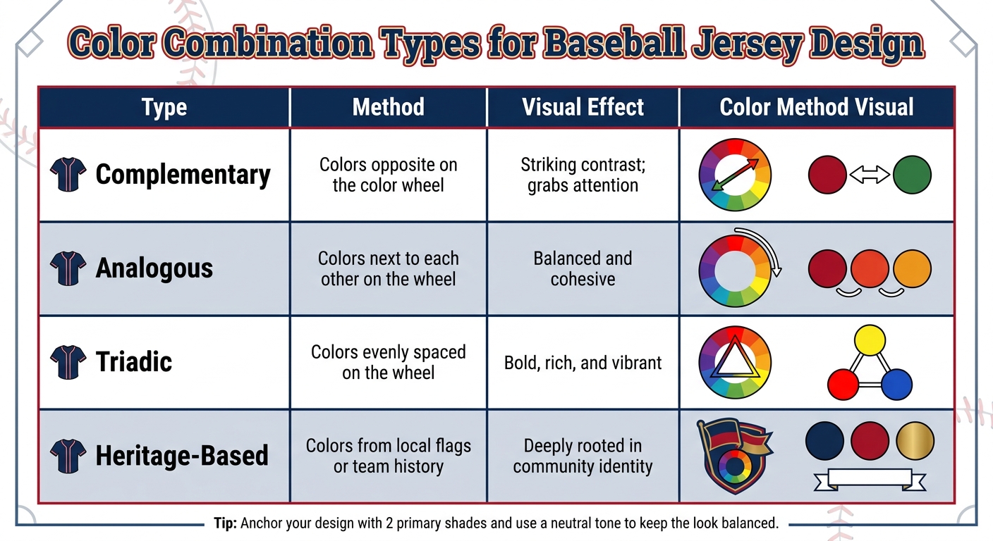 Color Combination Types for Baseball Jersey Design
