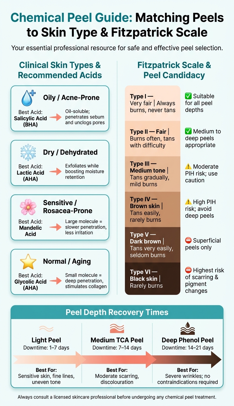 Chemical Peel Guide: Skin Type & Fitzpatrick Scale Matching Chart