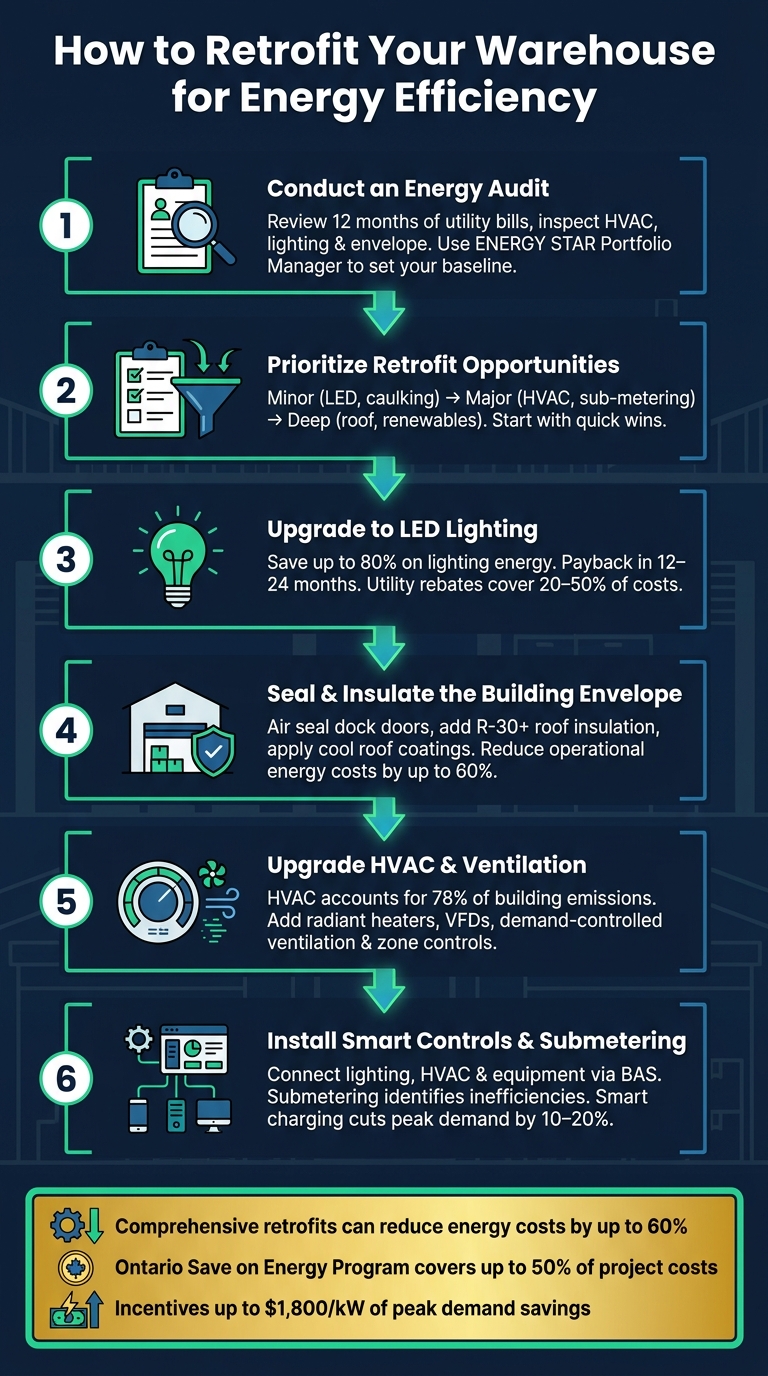 Warehouse Energy Retrofit: Step-by-Step Guide to Cutting Costs by 60%