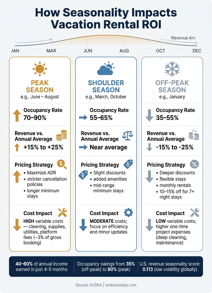 Vacation Rental Seasonality: Peak vs. Shoulder vs. Off-Peak Season Breakdown