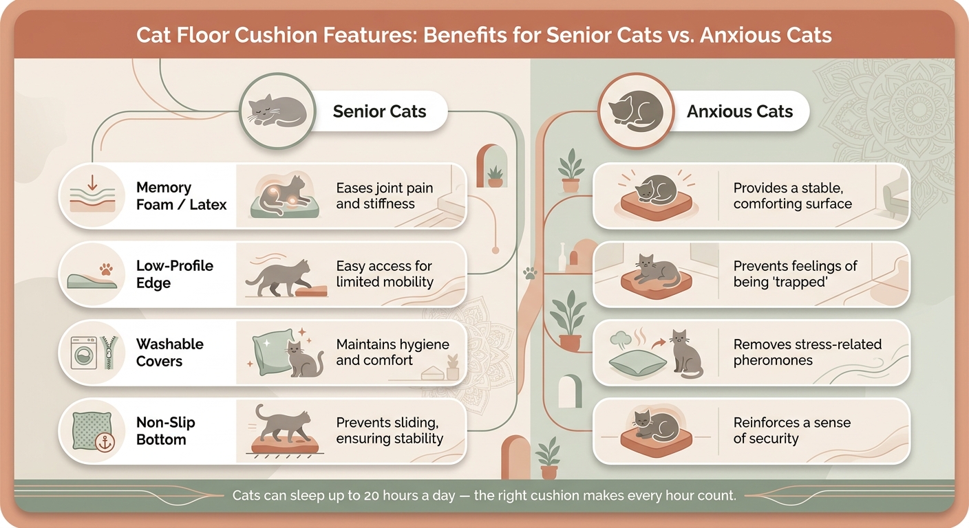 Cat Floor Cushion Features: Senior Cats vs. Anxious Cats