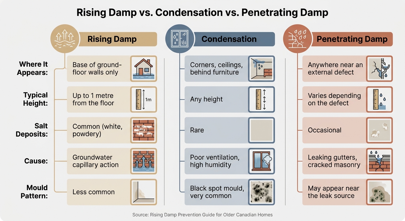 Rising Damp vs. Condensation vs. Penetrating Damp: Key Differences
