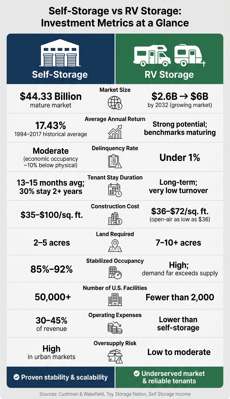 Self-Storage vs RV Storage: Key Investment Metrics Compared