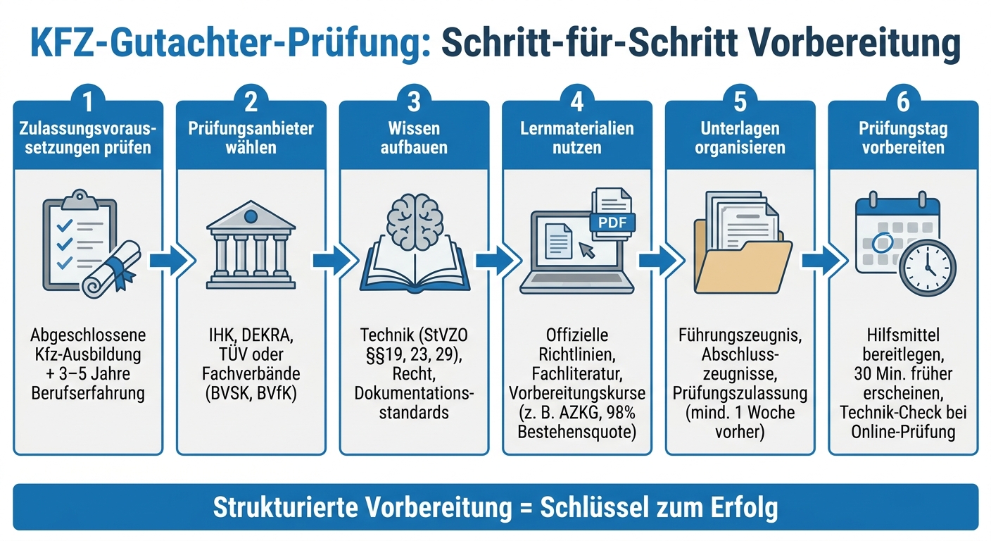 KFZ-Gutachter-Prüfung: Schritt-für-Schritt Vorbereitung