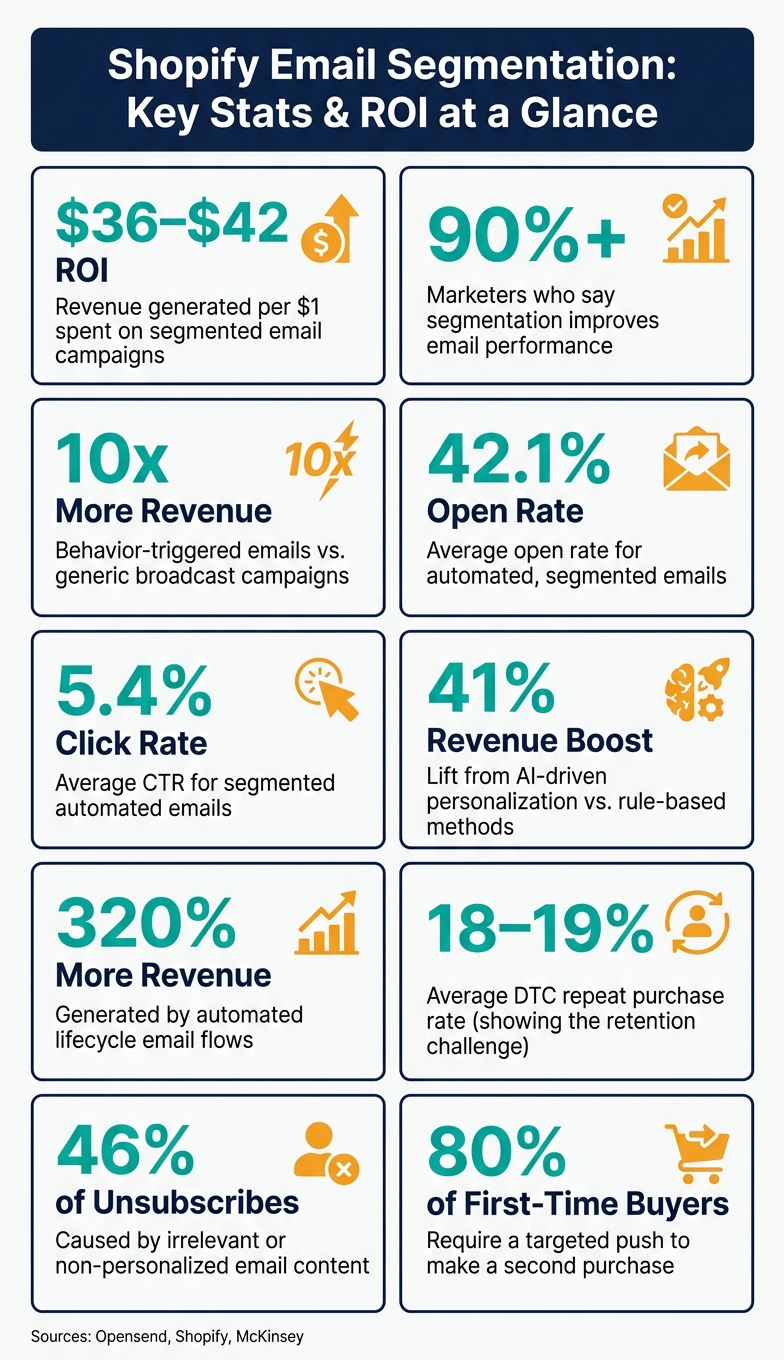 Shopify Email Segmentation: Key Stats & ROI at a Glance