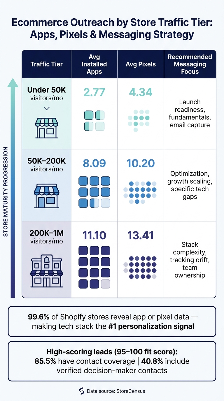 Ecommerce Outreach by Store Traffic Tier: Apps, Pixels & Messaging Strategy