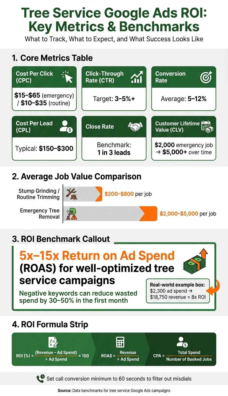 Tree Service Google Ads ROI: Key Metrics & Benchmarks