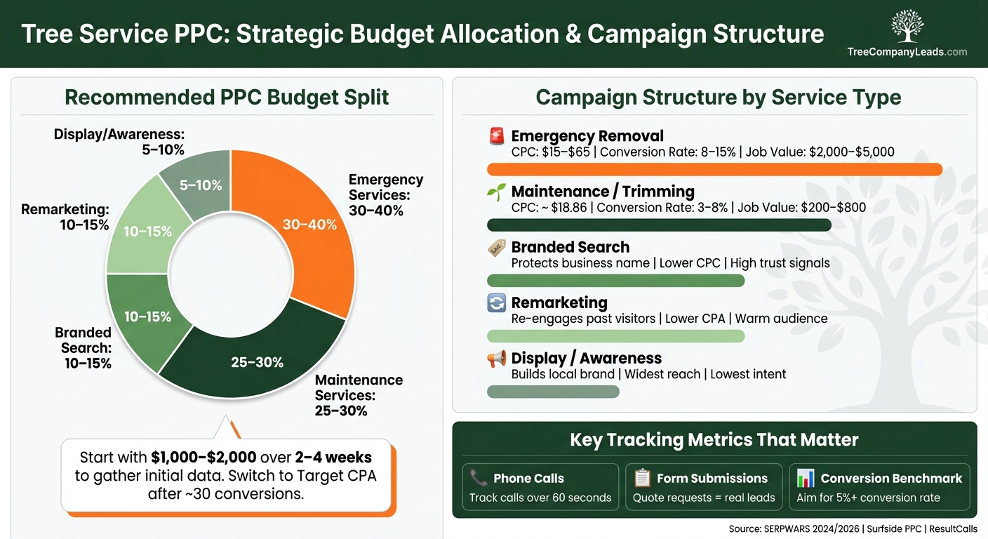 Tree Service PPC Budget Allocation by Campaign Type
