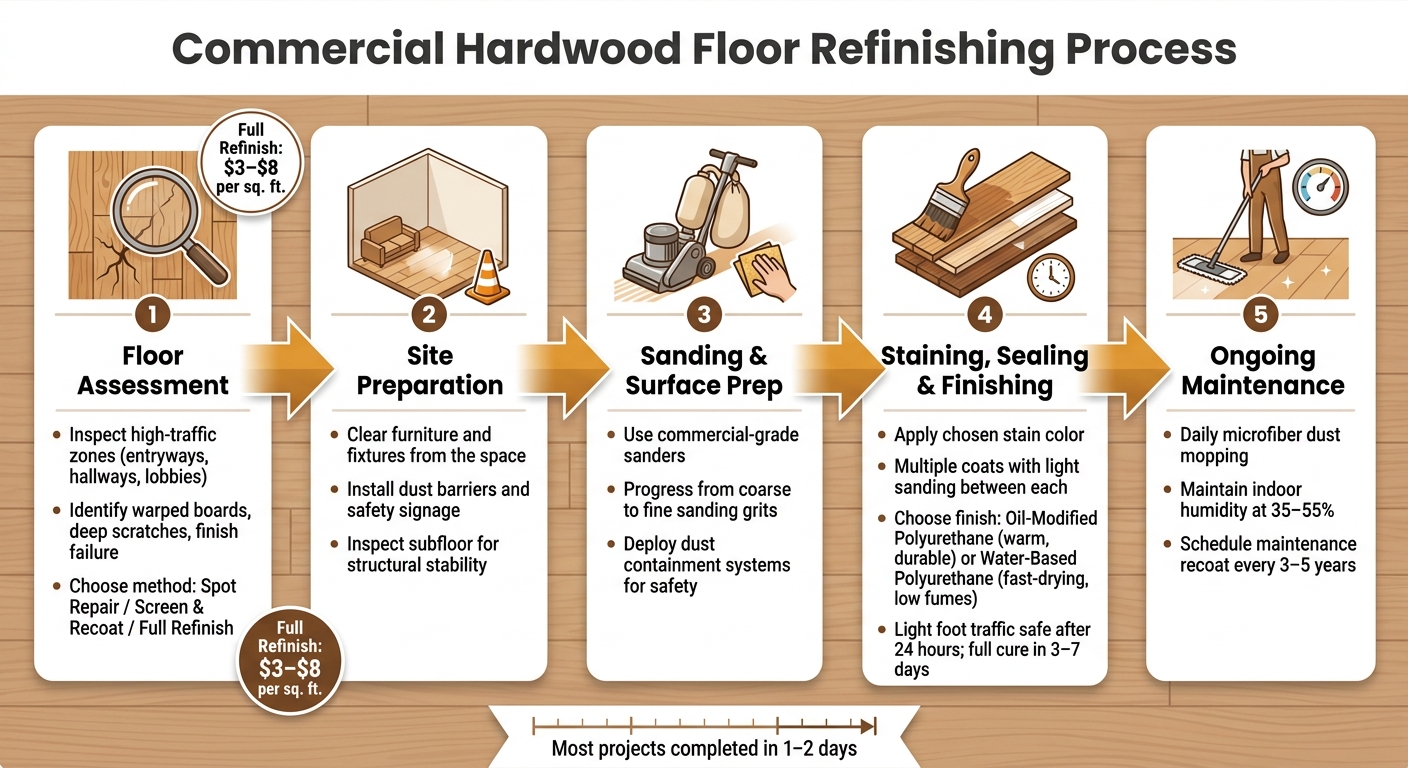 Commercial Hardwood Floor Refinishing Process: Step-by-Step Guide