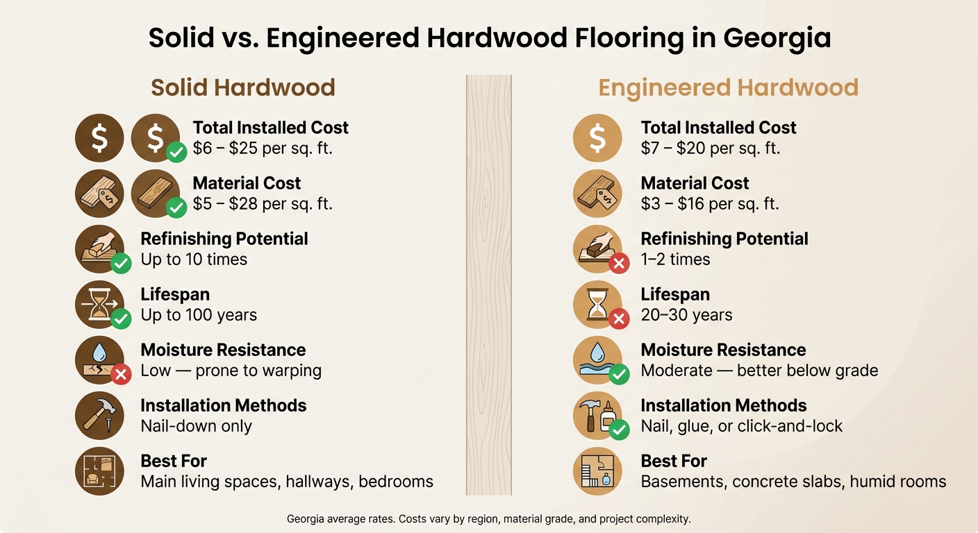 Solid vs. Engineered Hardwood Flooring Costs in Georgia