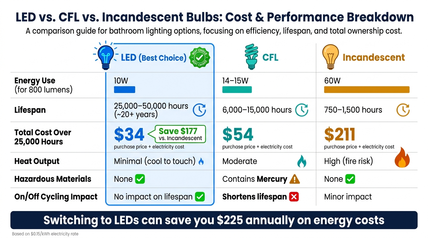 LED vs. CFL vs. Incandescent: Full Cost & Performance Breakdown
