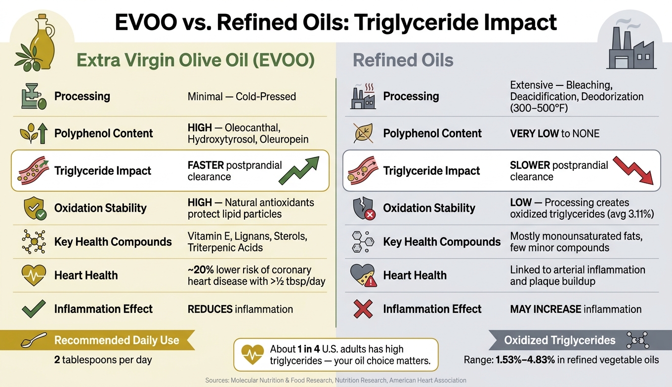 EVOO vs. Refined Oils: Triglyceride Impact Comparison