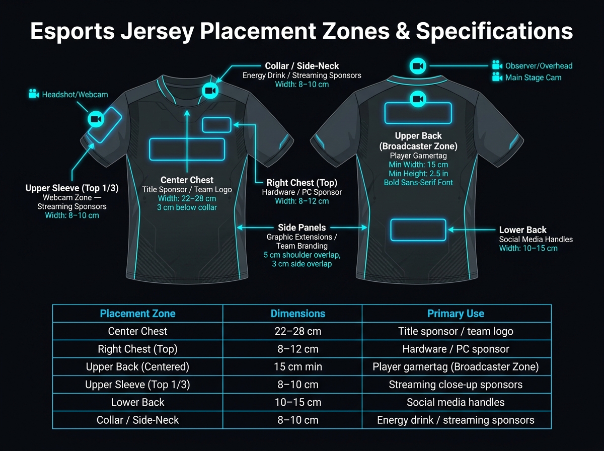 Esports Jersey Placement Zones & Specs