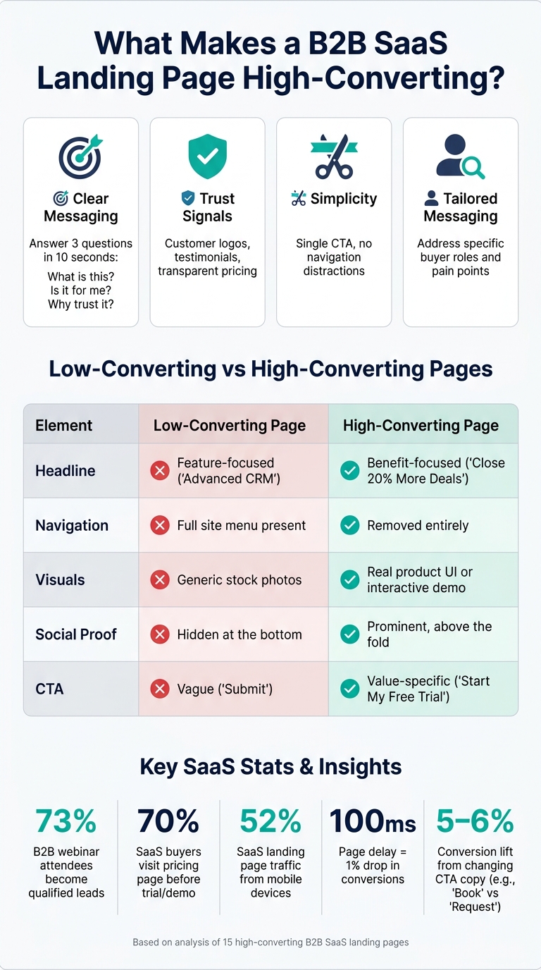 High-Converting vs Low-Converting B2B SaaS Landing Pages: Key Differences
