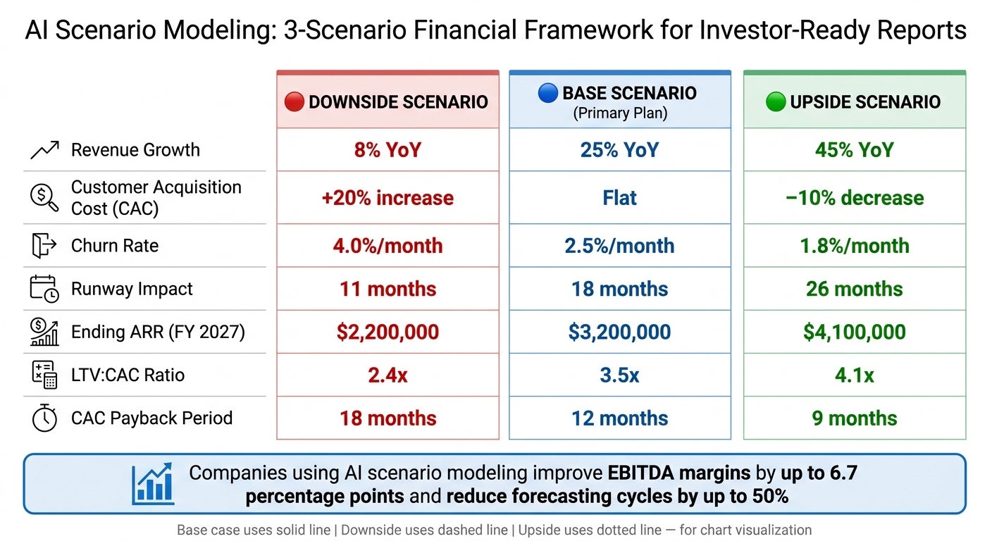 AI Scenario Modeling: Base vs. Upside vs. Downside Financial Projections