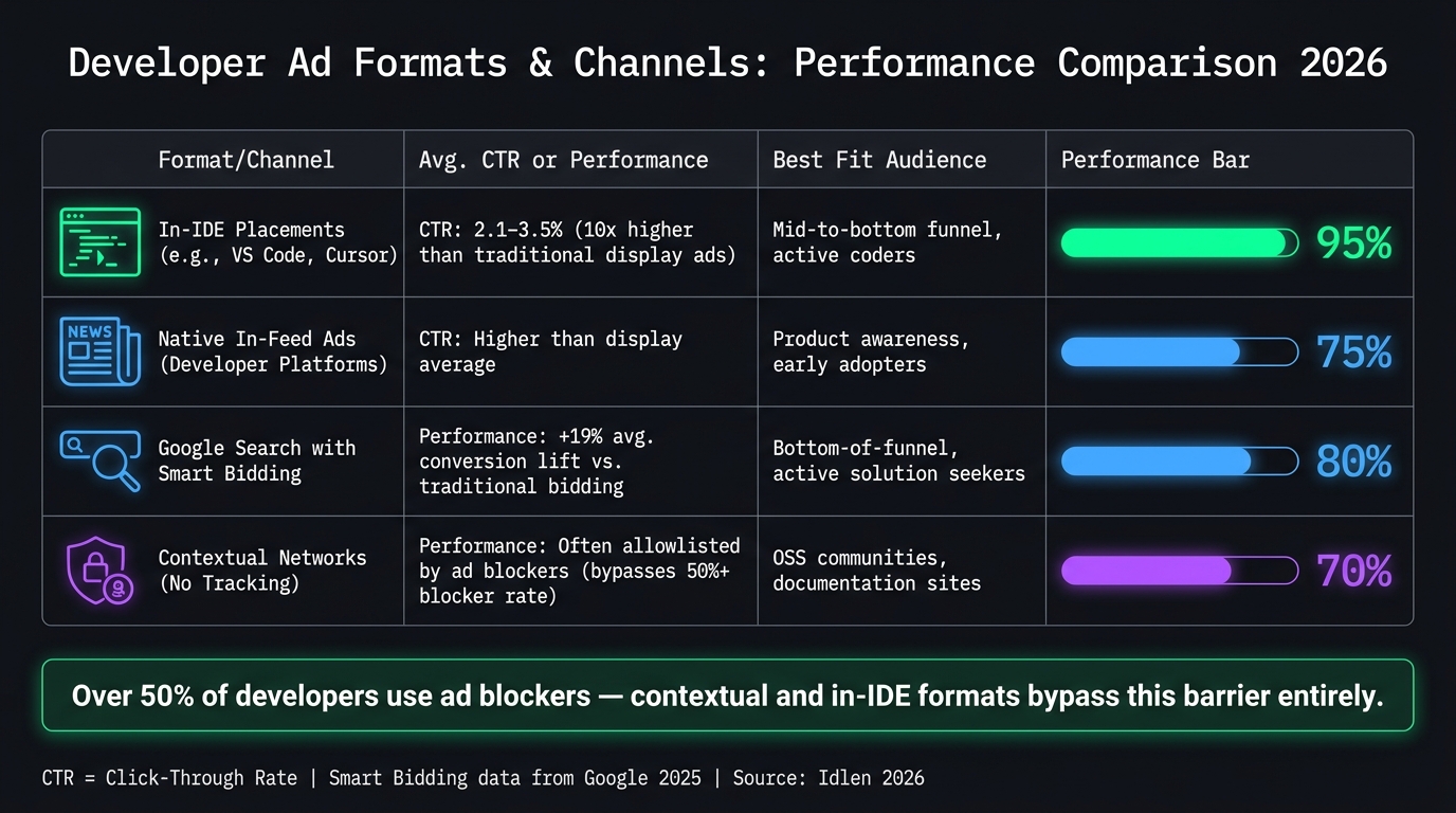 Developer Ad Formats Compared: CTR, Reach & Best Use in 2026