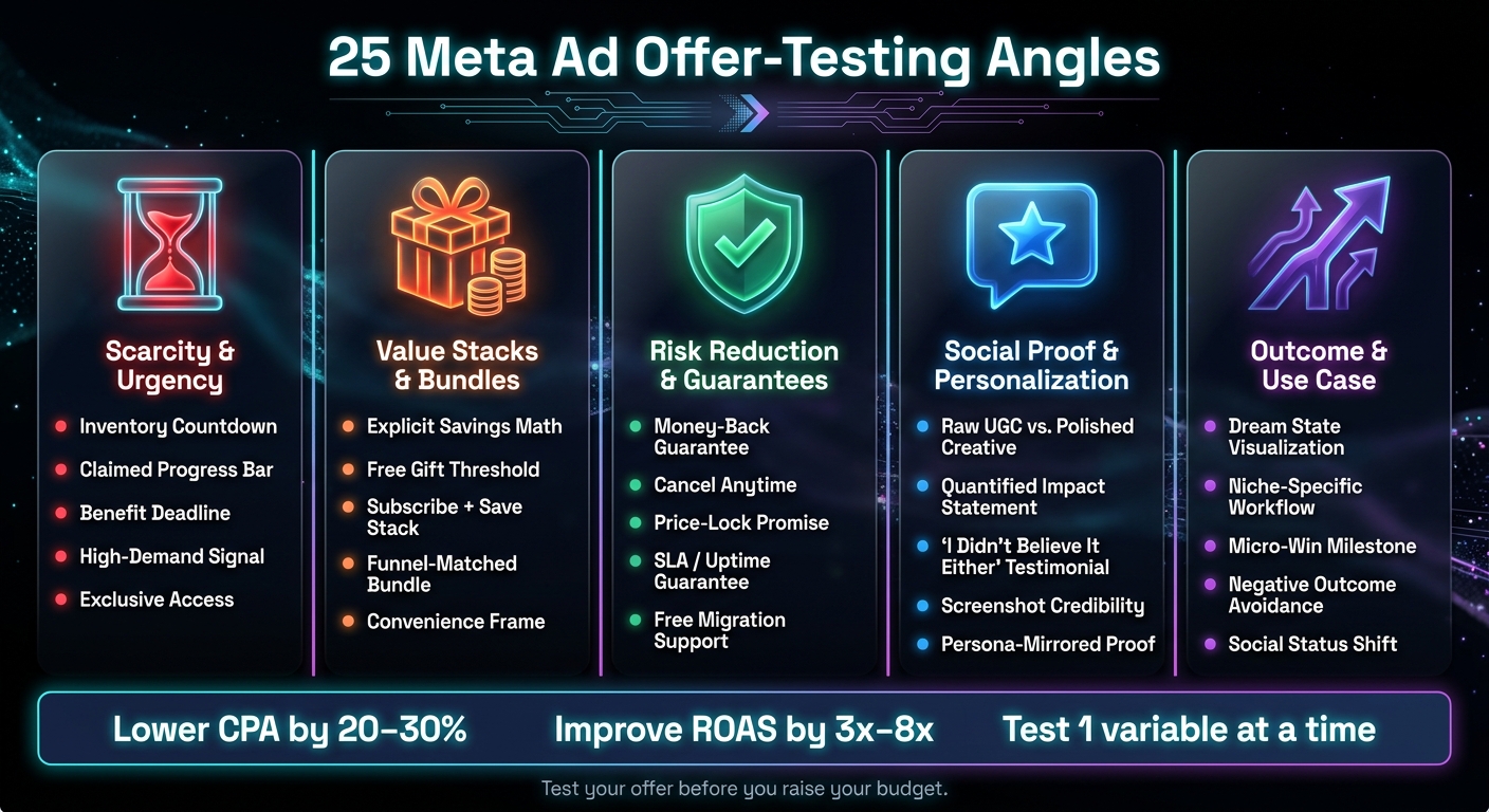 25 Meta Ad Offer-Testing Angles: 5 Proven Strategies to Lower CPA & Boost ROAS