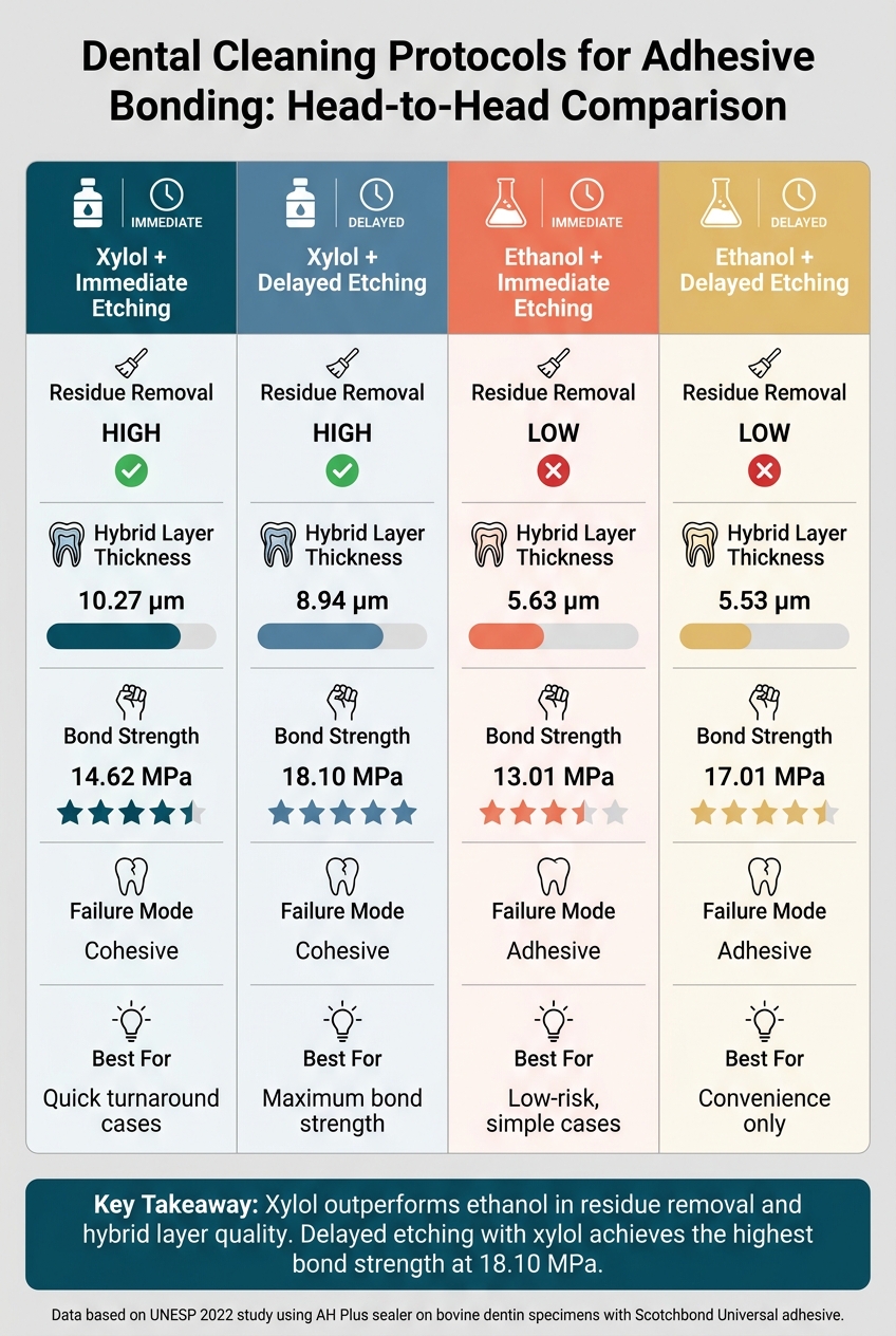 Dental Cleaning Protocols Compared: Residue Removal, Hybrid Layer & Bond Strength