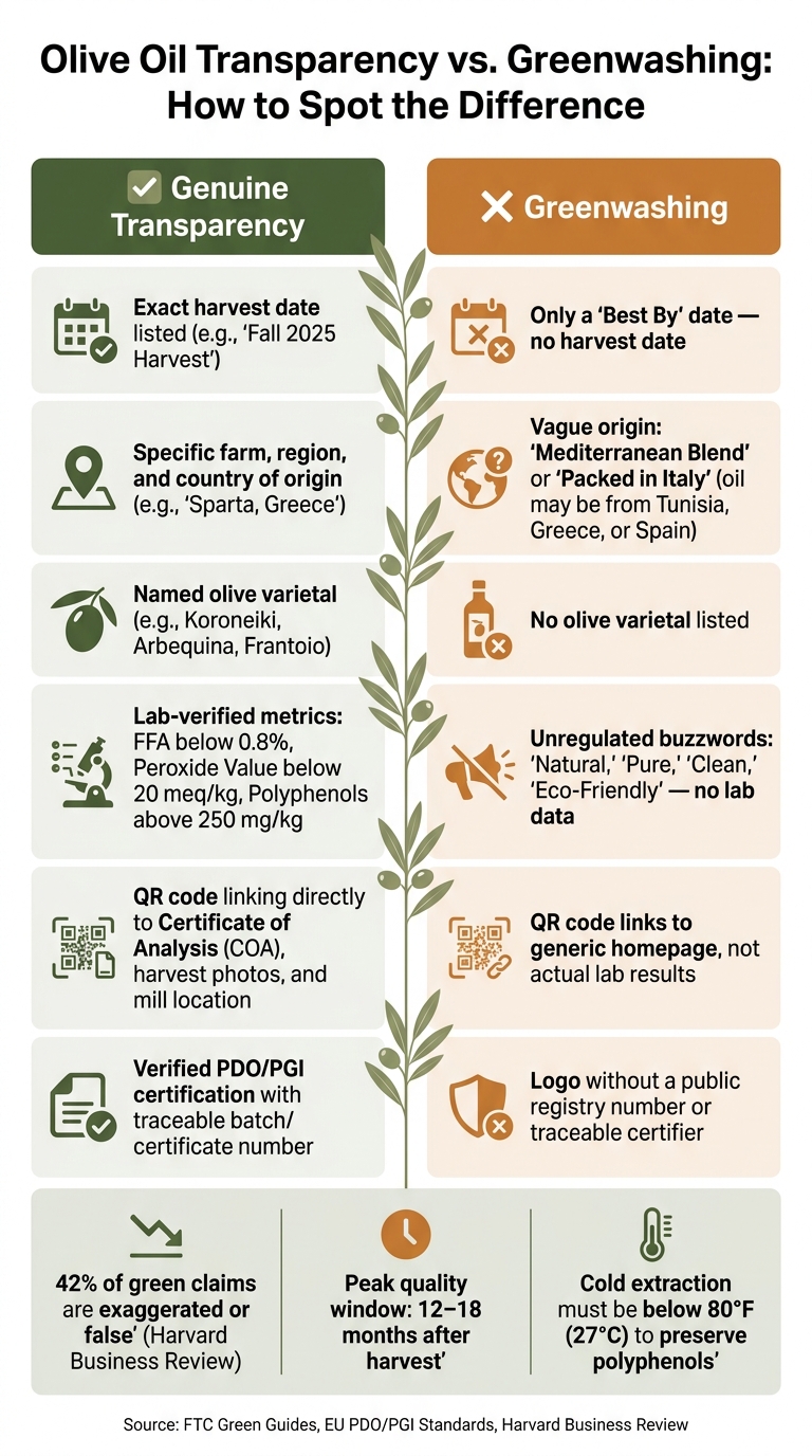Olive Oil Transparency vs. Greenwashing: How to Spot the Difference
