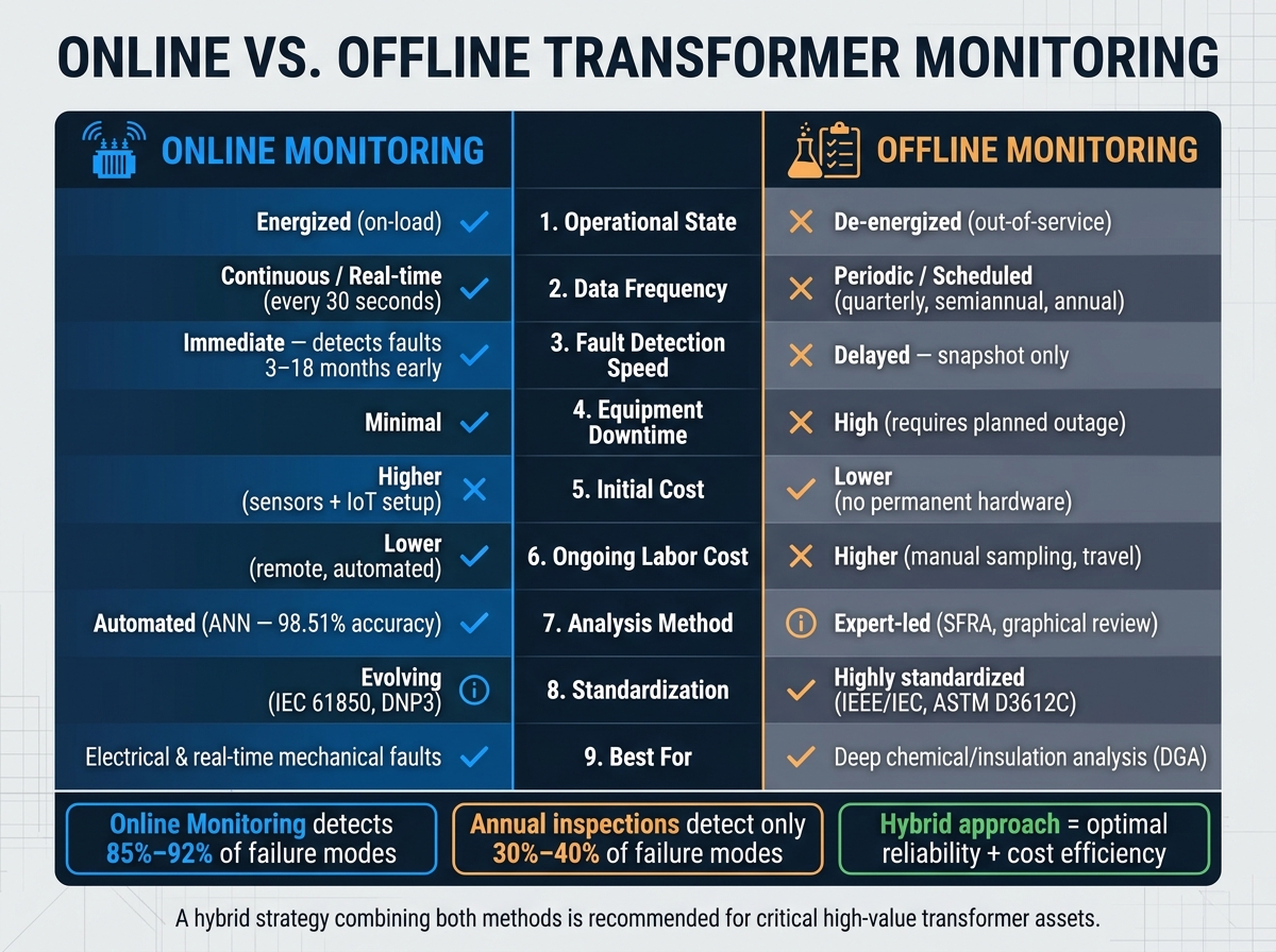 Online vs Offline Transformer Monitoring: Key Differences at a Glance