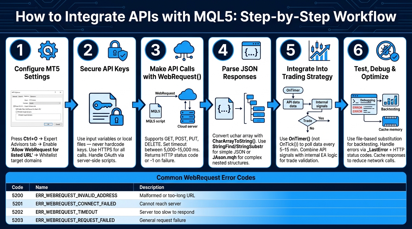 How to Integrate APIs with MQL5: Step-by-Step Workflow