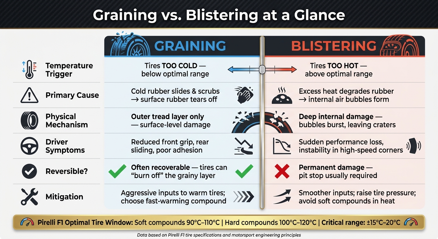 F1 Tire Graining vs. Blistering: Key Differences Explained
