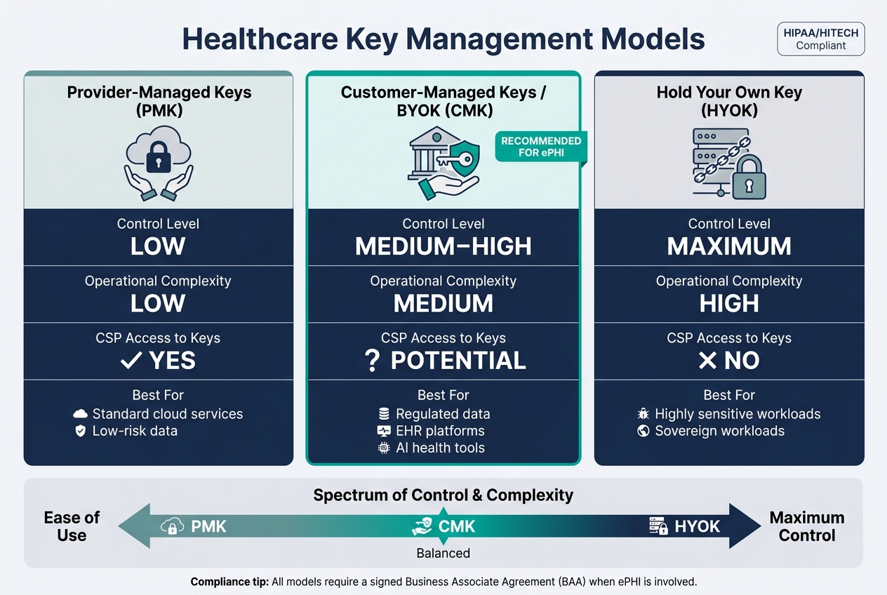 Healthcare Key Management Models: CMK vs PMK vs HYOK Compared