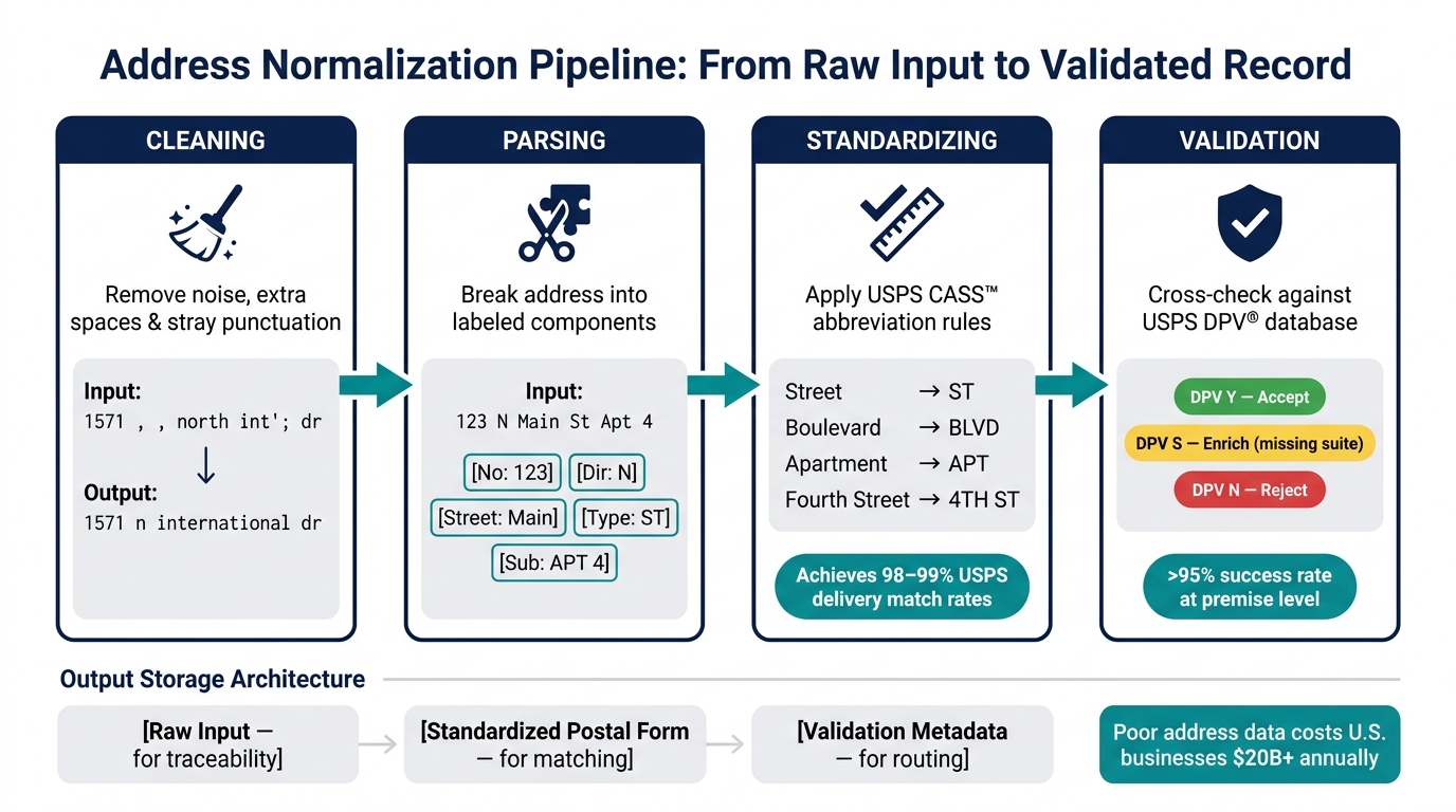 Address Normalization Pipeline: From Raw Input to Validated Record