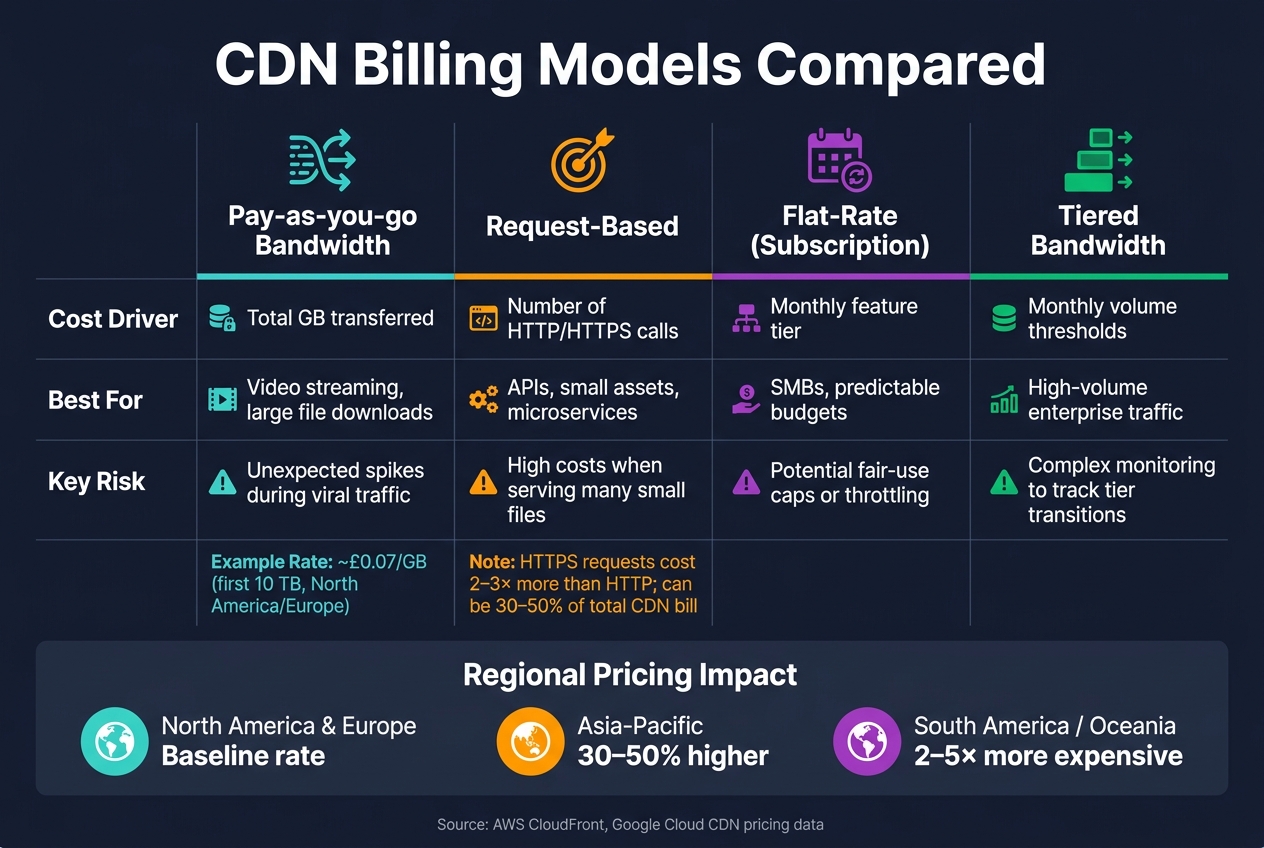 CDN Billing Models Compared: Cost Drivers, Use Cases &amp; Risks