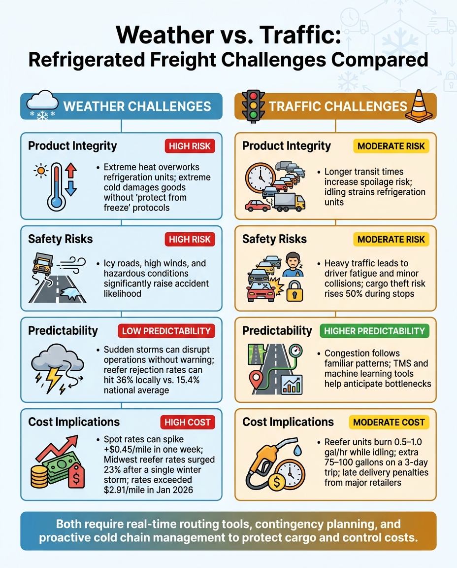 Weather vs. Traffic: Refrigerated Freight Challenges Compared