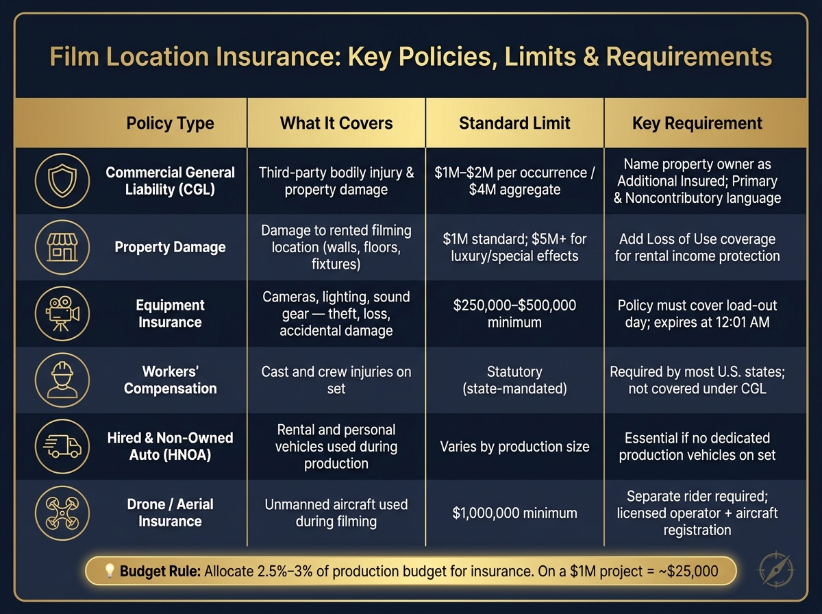 Film Location Insurance: Key Policies, Limits & Requirements