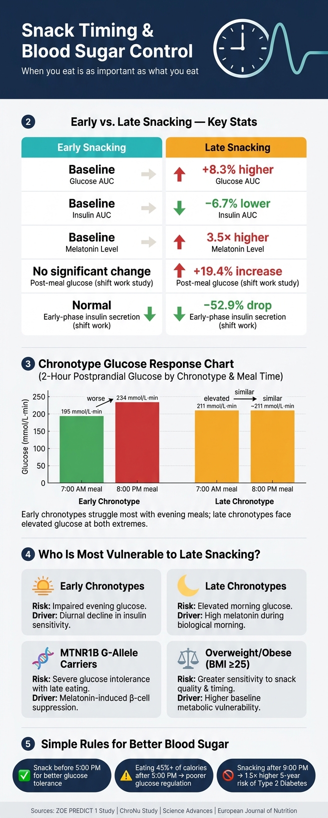 Snack Timing & Blood Sugar: Early vs. Late Eating by Chronotype