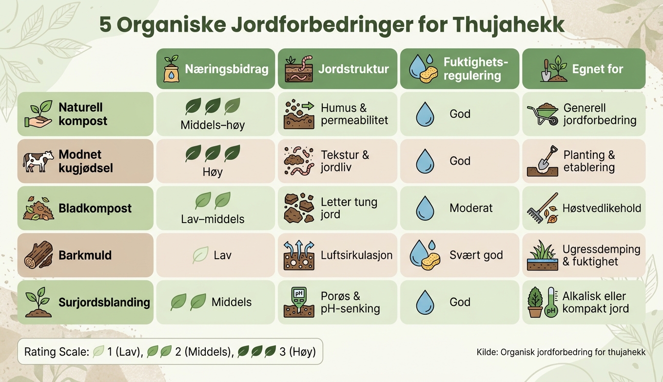 5 Organiske Jordforbedringer for Thujahekk – Sammenligning