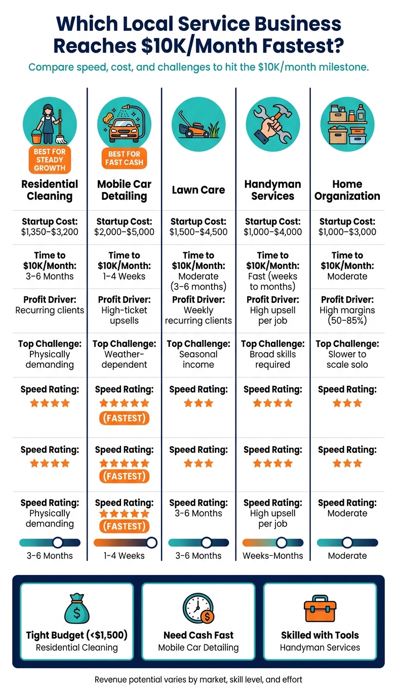 Local Service Business Comparison: Fastest Path to $10K/Month