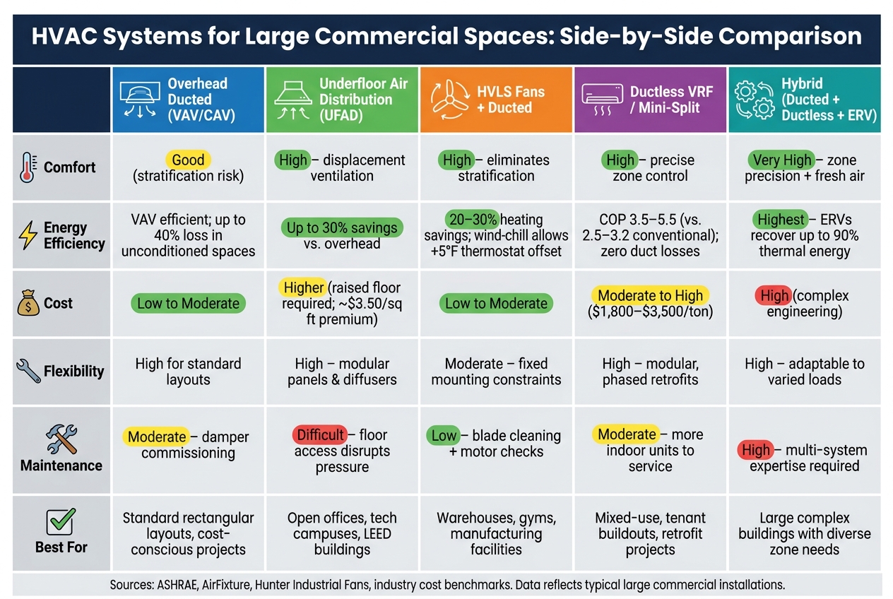 HVAC Systems for Large Commercial Spaces: Side-by-Side Comparison