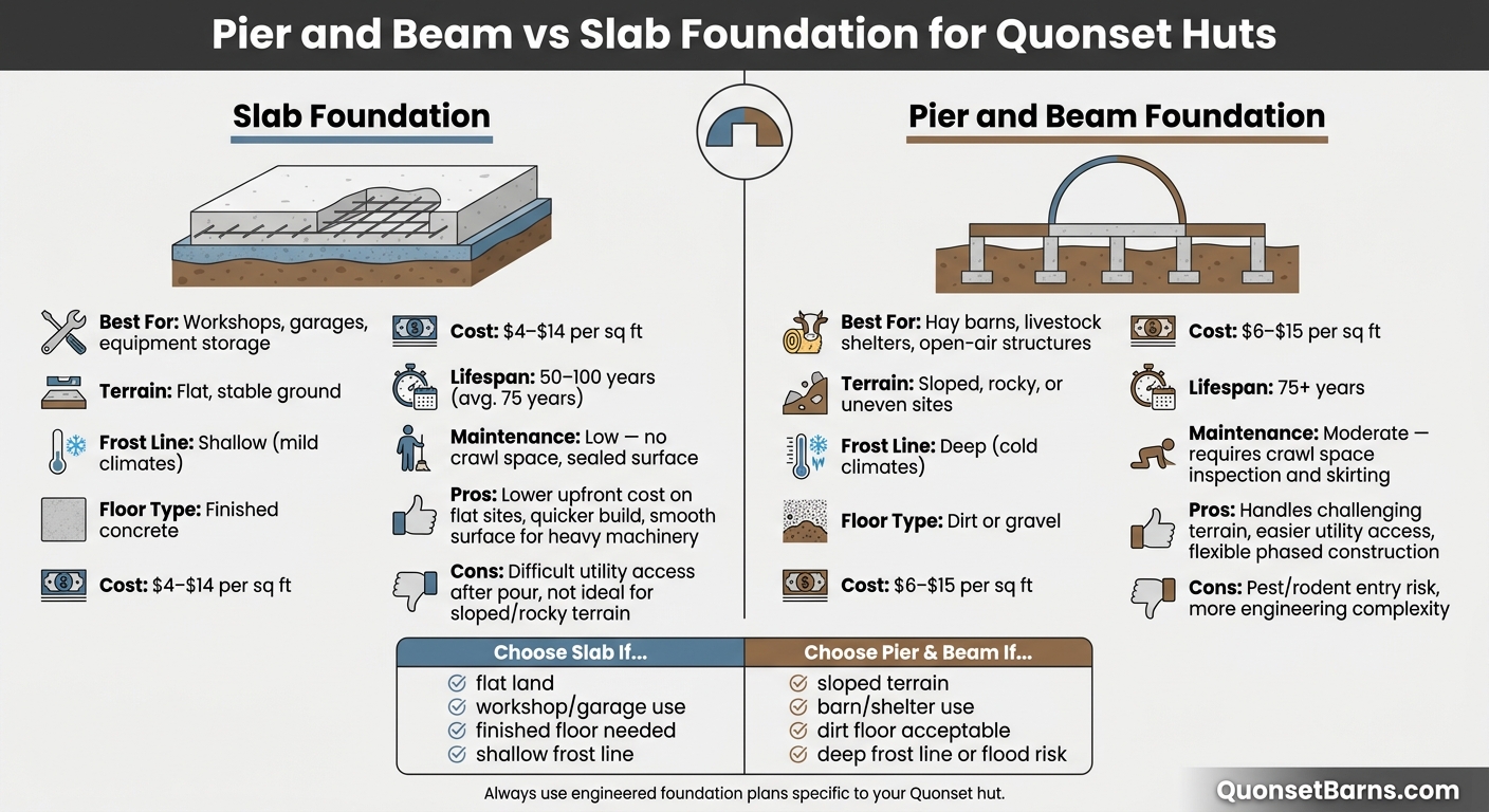 Pier and Beam vs Slab Foundations for Quonset Huts