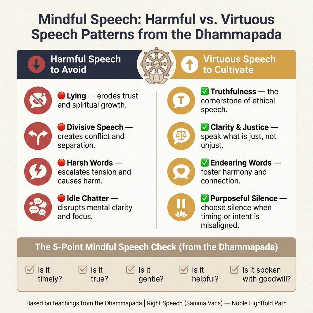 Mindful Speech: 4 Harmful vs. Virtuous Speech Patterns from the Dhammapada