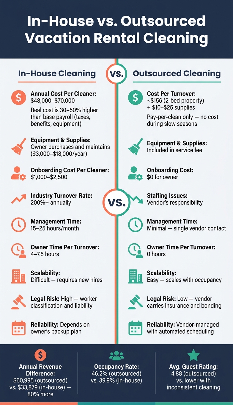 In-House vs. Outsourced Vacation Rental Cleaning: Cost & ROI Comparison