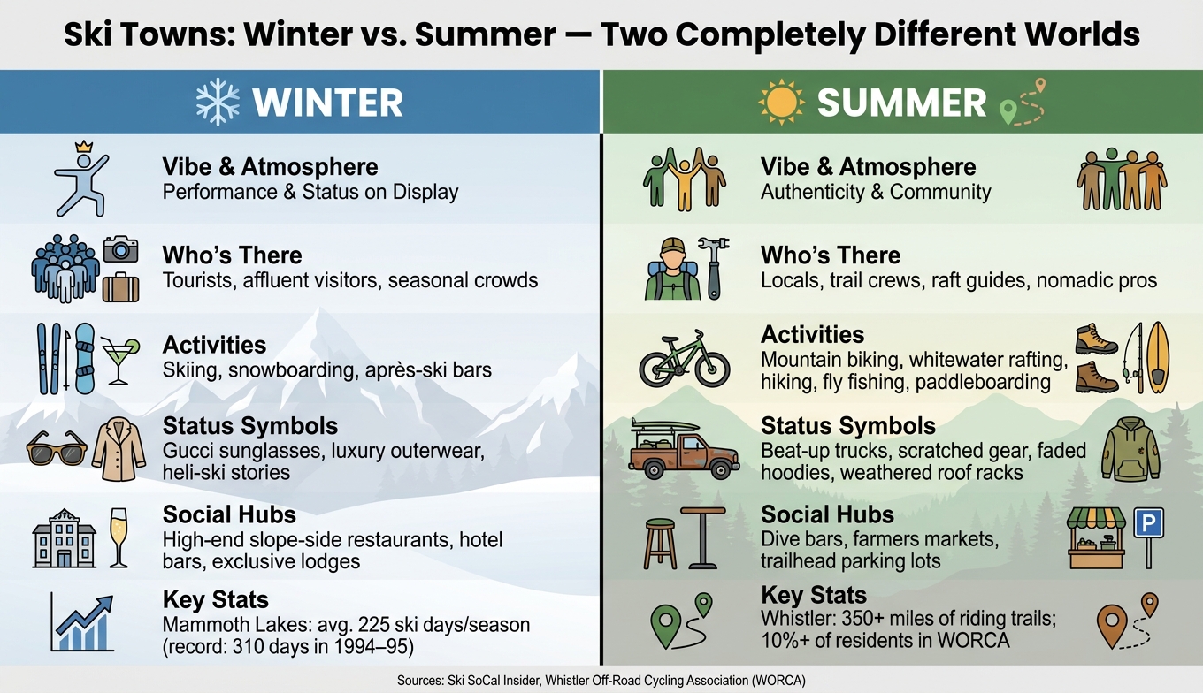 Ski Towns: Winter vs. Summer  -  Two Completely Different Worlds