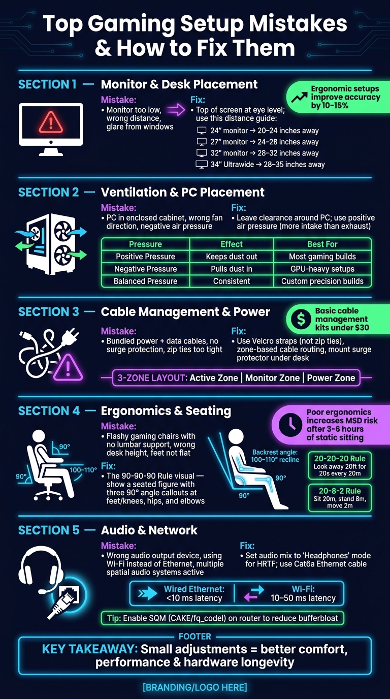 Gaming Setup Mistakes: Quick Fix Checklist for Better Performance & Comfort