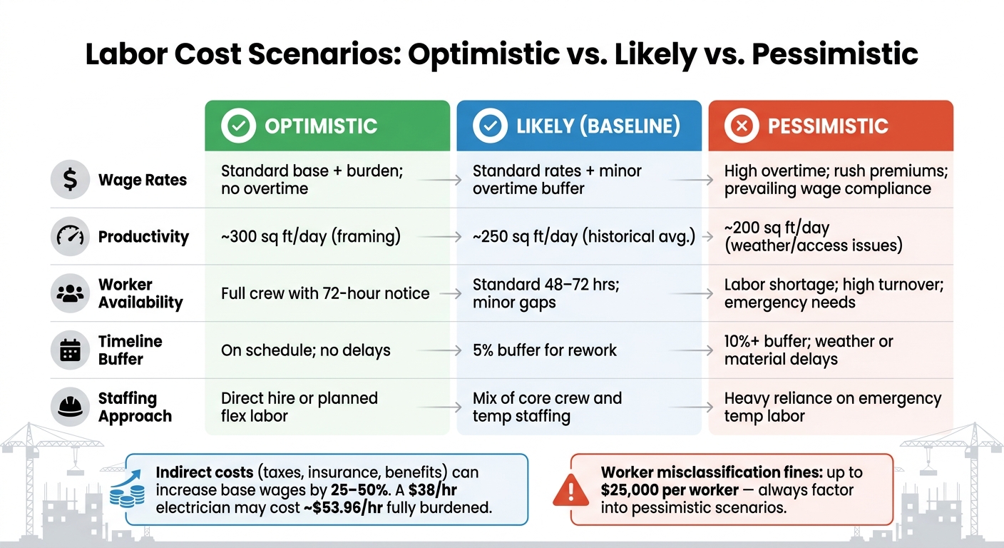 Labor Cost Scenarios: Optimistic vs. Likely vs. Pessimistic