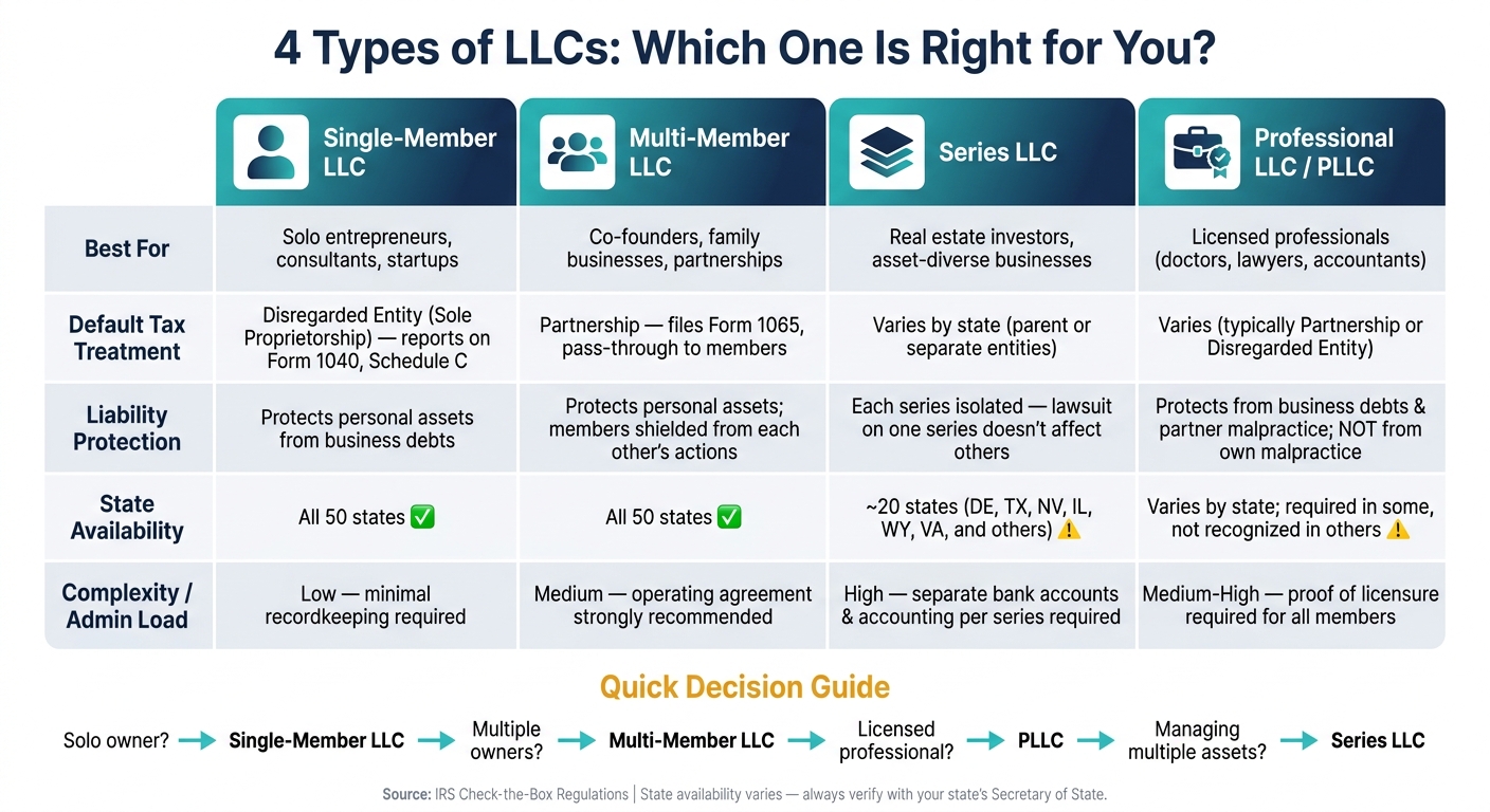 4 Types of LLCs: Side-by-Side Comparison Guide