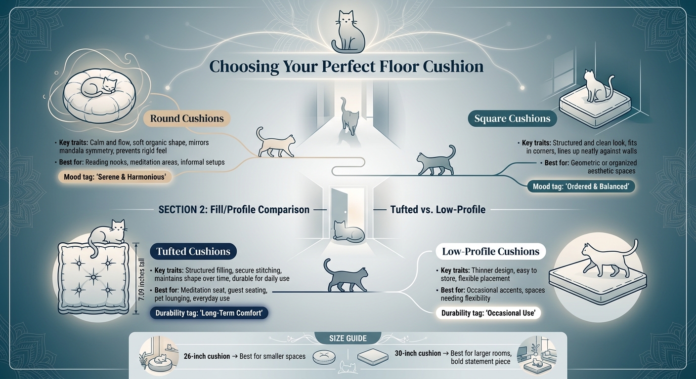 Round vs. Square & Tufted vs. Low-Profile Floor Cushions: Which Is Right for You?